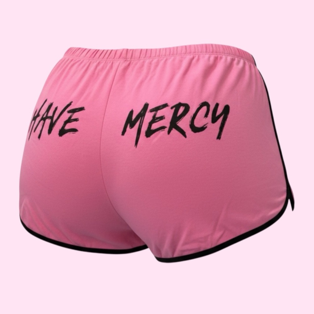 NWOT PINK WITH BLACK TRIM ELASTIC WAIST BOOTIE SHORTS HAVE MERCY
